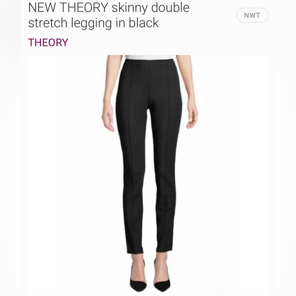 NWT THEORY Skinny Double Stretch Legging in Black size 12